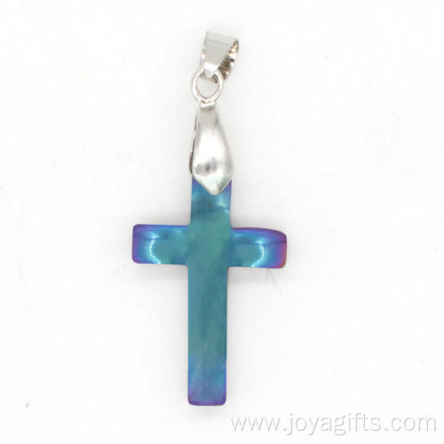 Unique Rainbow Hematite Cross Pendant With Toggle Clip For Girlfriend